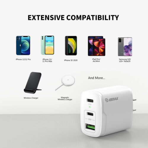 Esoulk 40W Dual PD+QC Fast Wall Charger - Picture 11 of 13