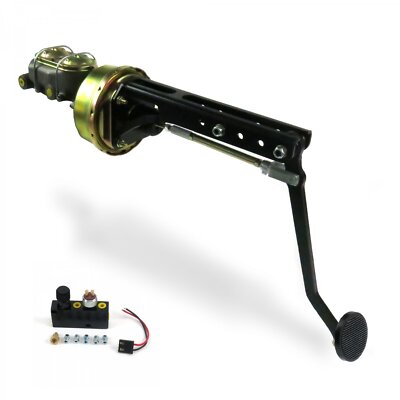 Universal ADJ 8 Single Power Brake Pedal Kit VT Disc/Drum 3'' Black Billet Pad
