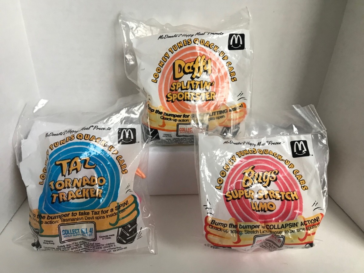 Vintage 1992 McDonalds happy meal toys Quack-up cars sealed
