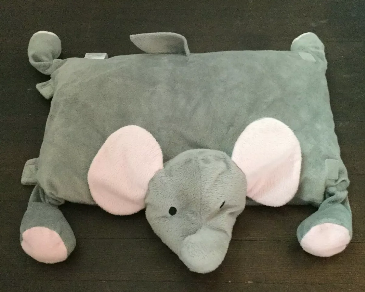 Little Miracles Plush Elephant Gray Pink Pillow Snuggle Me Hug