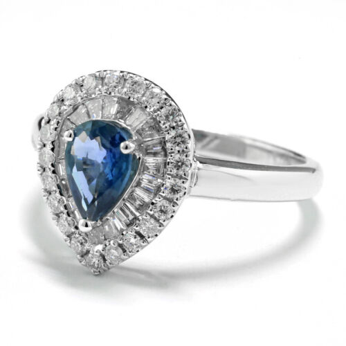 Valor Zafiro Diamante Anillo Brillante 1 Saphirtropfen 750er Oro Blanco - Imagen 3 de 5