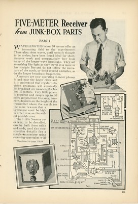 1933 How to Build Five Meter Radio Receiver from Junk Parts Early Electronics