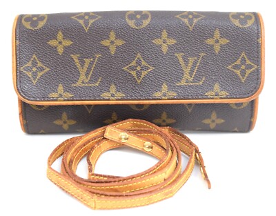 Auth Louis Vuitton Pochette Twin PM CrossbodyBag Monogram Canvas M51854 LV 49076