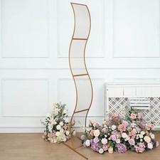 7 ft GOLD Wavy Grid Metal Floral Display Frame Wedding Arch BACKDROP STAND Party