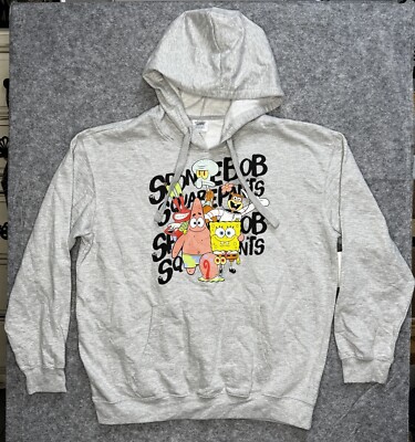SpongeBob Squarepants Hoodie Youth XL (15-17) Gray Pullover Sweatshirt *New