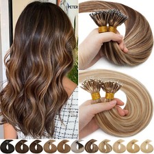 200PCS Thick 100 Remy Human Hair Extensions Nano Ring Micro Beads Highlight USA