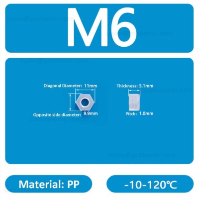 WHITE PLASTIC HEX FULL NUTS NYLON HEXAGON NUTS M5 M6 M8 M10~M16 1/8'' ~3/4''BSP