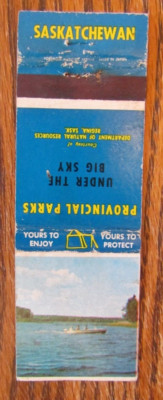 SASKATCHEWAN MATCHBOOK COVER: PROVINCIAL PARKS (REGINA, SK) EMPTY MATCHCOVER -D