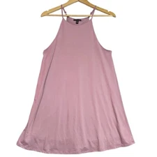 MmMmMm Halter Swing Dress Sz L Lined Lilac Adjustable Straps Sporty Stretch