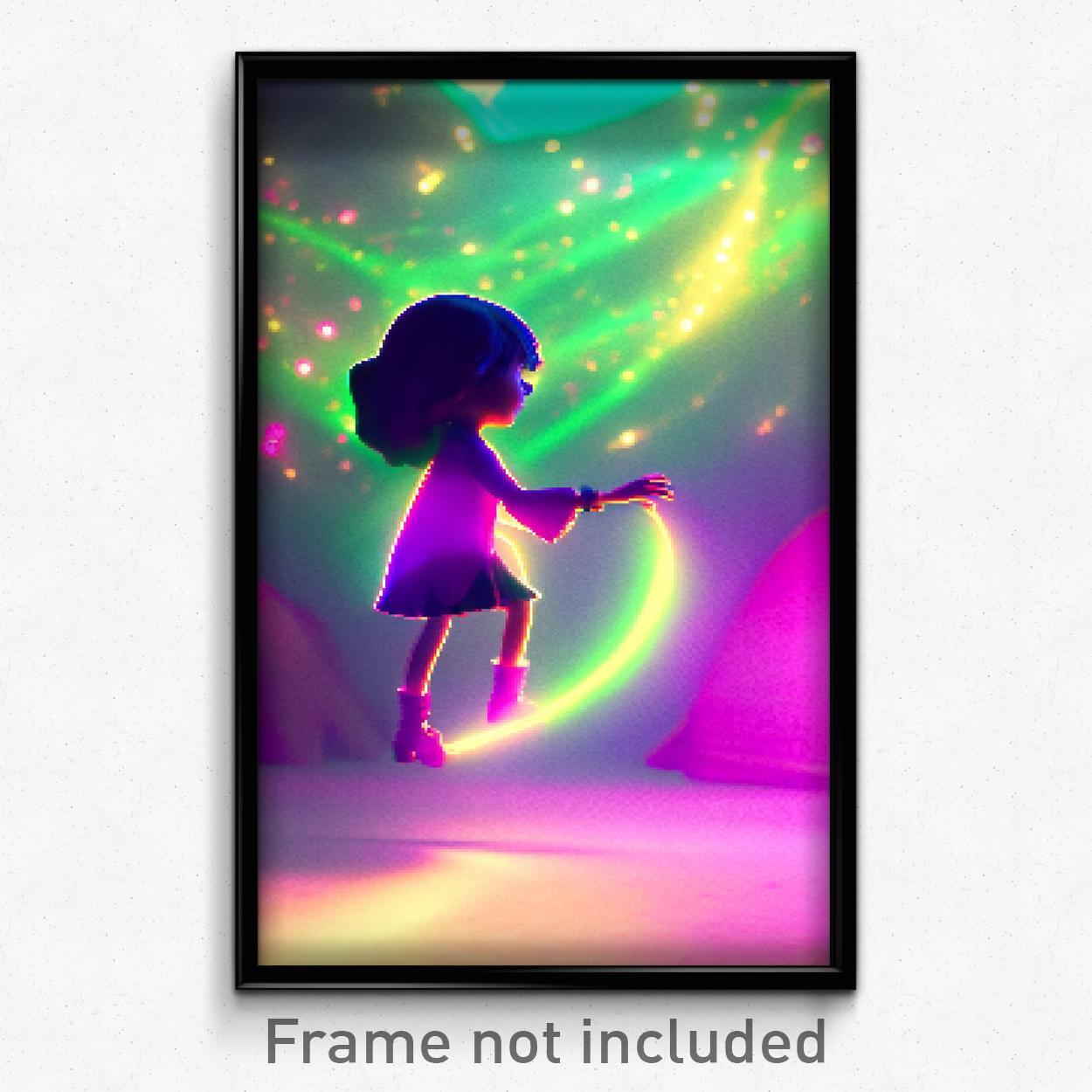 8 Bit Psychedelic Pixel Art Poster - Wiggly Dream Trippy Video Game Print