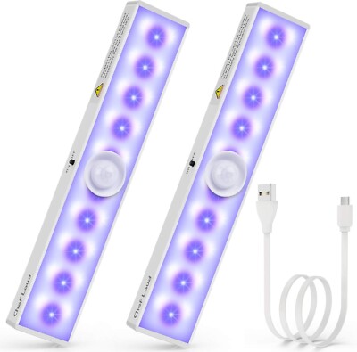 2er Pack LED Schrankleuchte Licht und UV Licht Desinfektionsstab Wiederaufladbar