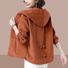 Giacca In CORDUROY Donna Camicia Blusa Bottoni Larga Casual Taglia Plus