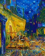 Cafe Terrace at Night by Van Gogh Paint By Number Kit Framed DIY Art 16x20