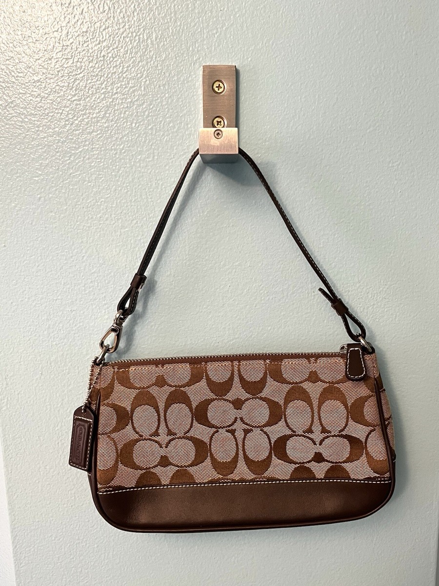Coach Purse Y2K Demi Pochette Signature Monogram Bag Leather Trim