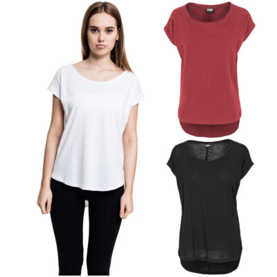 Urban Classics Ladies Long Back Shaped Slub Tee T-Shirt Top Loose Fit