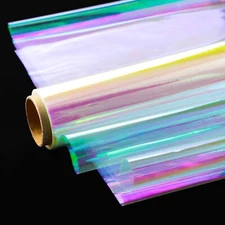 32" Iridescent Cellophane Wrap for Gift Baskets- Rainbow Wrapping Paper - Rai...
