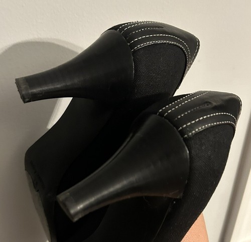 Etienne Aigner schwarze Damenschuhe Leder Stoff 9,5 M High-Heels Pumps E-Omni - Bild 9 von 10