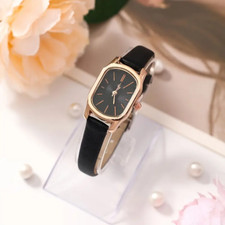 Ladies Square Roman Numeral Luxury Vintage Fashion Quartz Watch Fancy Black Gift