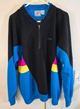 Vintage McGregor Label McGREGOR Zippered XL Sweatshirt BLACK BLUE PINK YELLOW