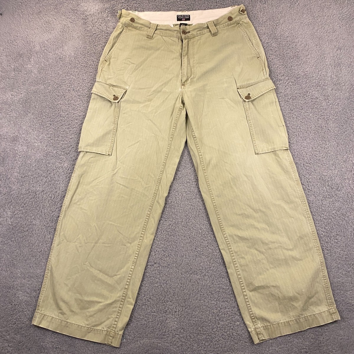 パンツ 90s polo by ralph lauren cargo pants y2k Polo Jeans Ralph Lauren Cargo Pants Mens 36x32 Herringbone