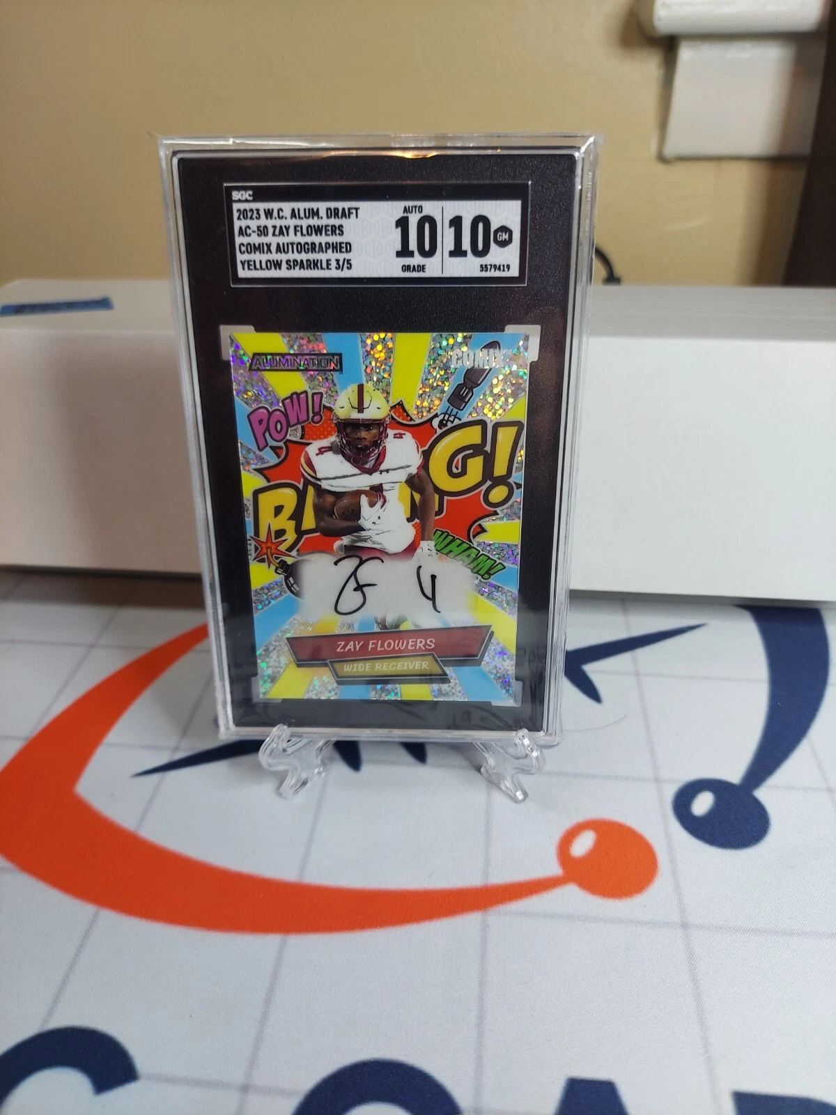 Zay Flowers Wild Card Alumination Draft Comix Autographs #AC50 Sparkle-Yellow