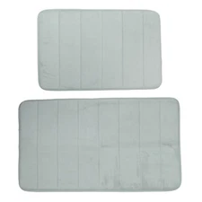2 Pcs Non Slip Bath Mats Absorbent Soft Memory Foam Bathroom Mat Bath Rugs