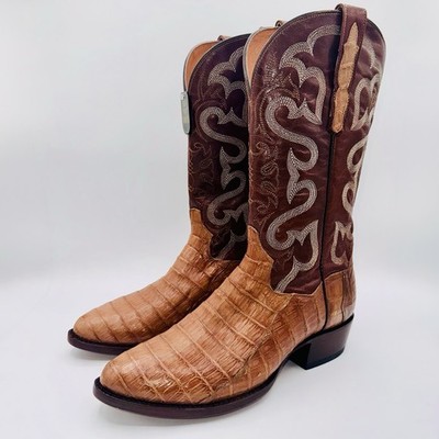 Dan Post Primetime Cowboy Boots Men s Size 10 D Tan Caiman Belly Brown Exotic