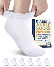 Pembrook  White Diabetic Socks for Men  Women 6 Pairs  Ankle Low Cut Stret...