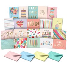 Happy Birthday Cards with Envelopes  Assortment Box. Variety Set of 20 Assor