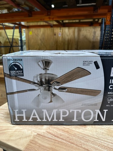 Hampton Bay Riley 44 in. Indoor LED Brushed Nickel Ceiling Fan w/ Light Kit - Picture 4 of 4