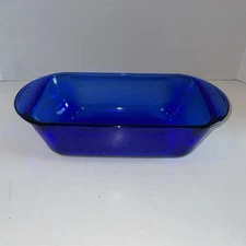 VTG Anchor Hocking Loaf Pan COBALT BLUE 1.5 Qt Ovenware 5”x9” Rectangular Dish