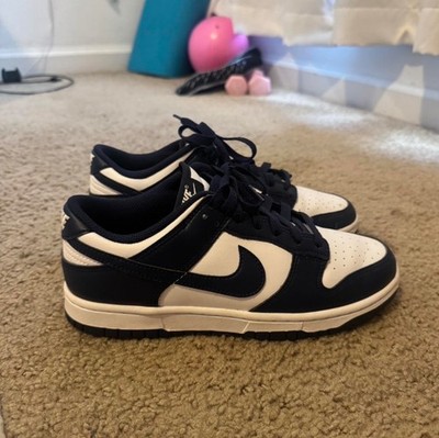 Nike men s dunk lows  White/Midnight navy  Size 7 (men s) - 8.5 women s  WORN ON