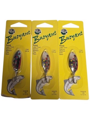 LOT OF 3 Thomas Buoyant 1/6oz Lures Nickel Silver NEW OLD STOCK NOS MADE IN USA 