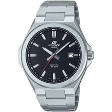 Casio Men's Watch Edifice Quartz Black Dial Silver Steel Bracelet EFB-108D-1AVCR