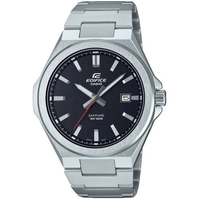 Casio Men's Watch Edifice Quartz Black Dial Silver Steel Bracelet EFB-108D-1AVCR