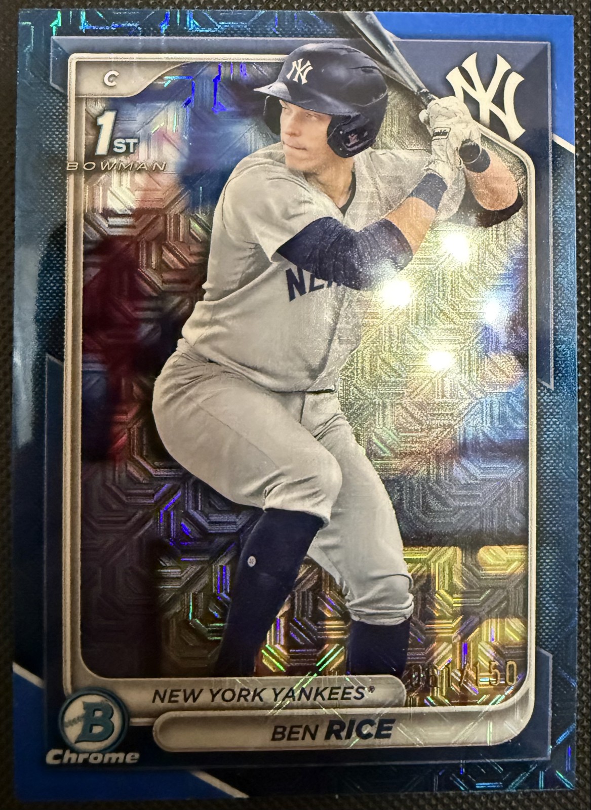 2024 Bowman Chrome Prospects Ben Rice #BCP-186 Blue Mojo Refractor /150 (RC) 1st