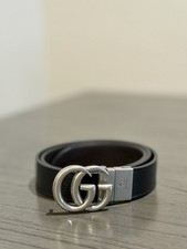 Gucci Black Belt with Silver GG Buckle SIZE 34 
