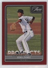 2022 Panini Three and Two Prospects Red 5/6 Eury Perez #P-13 0rd2