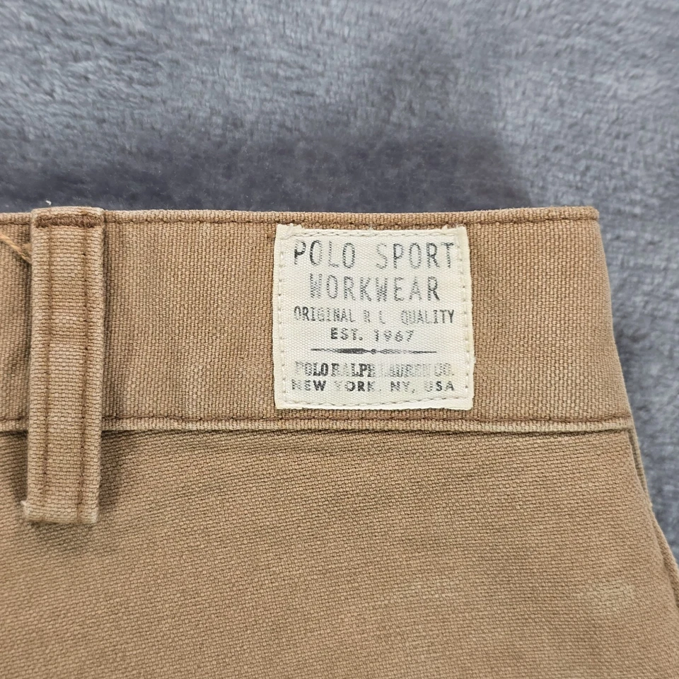 Ralph Lauren Polo Ropa de Trabajo Deportiva Pantalones Hombres 34x34 Tostado Lona Carpintero Botón Mosca Foto 3 de 4
