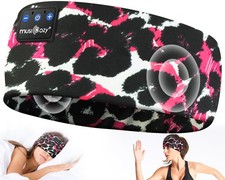 MUSICOZY Sleep Headphones Bluetooth 5.4 Headband, Wireless Black Red Lip