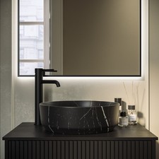 Marble Effect Black Round Countertop Basin 390mm - Lorano BeBa_27651