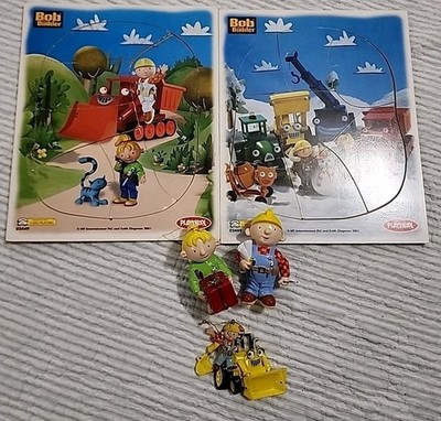 VTG Bob The Builder Wood Puzzle 2001 Playskool 8 Pieces 3 ornaments Christmas 