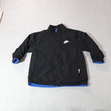 Vintage Nike Jacket Boys 5 Black Reversible Fleece Full Zip Logo Winter Coat Top