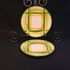 Vernon Kilns Vernonware 2 Bread & Butter Plates Plaid Gingham USA 1948-1958 HP