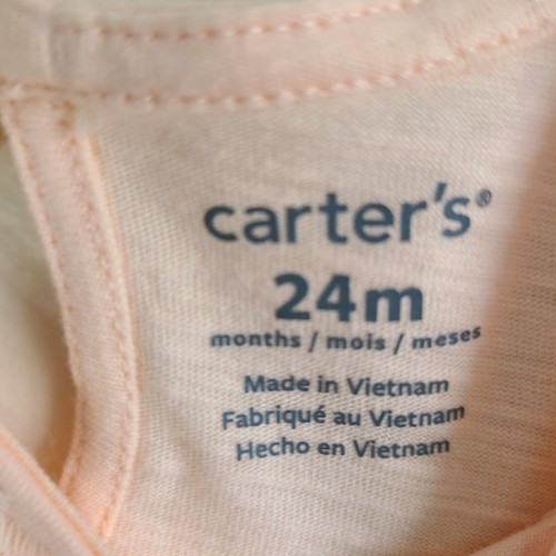Carters Peach Sleeveless Baby Bodysuit 24M Embroidered 100% Cotton - Picture 3 of 8