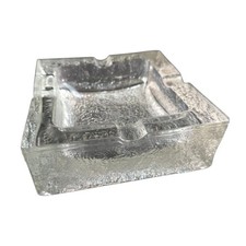 Mid Century Eisglas Blockglas Glas Aschenbecher - 14 cm