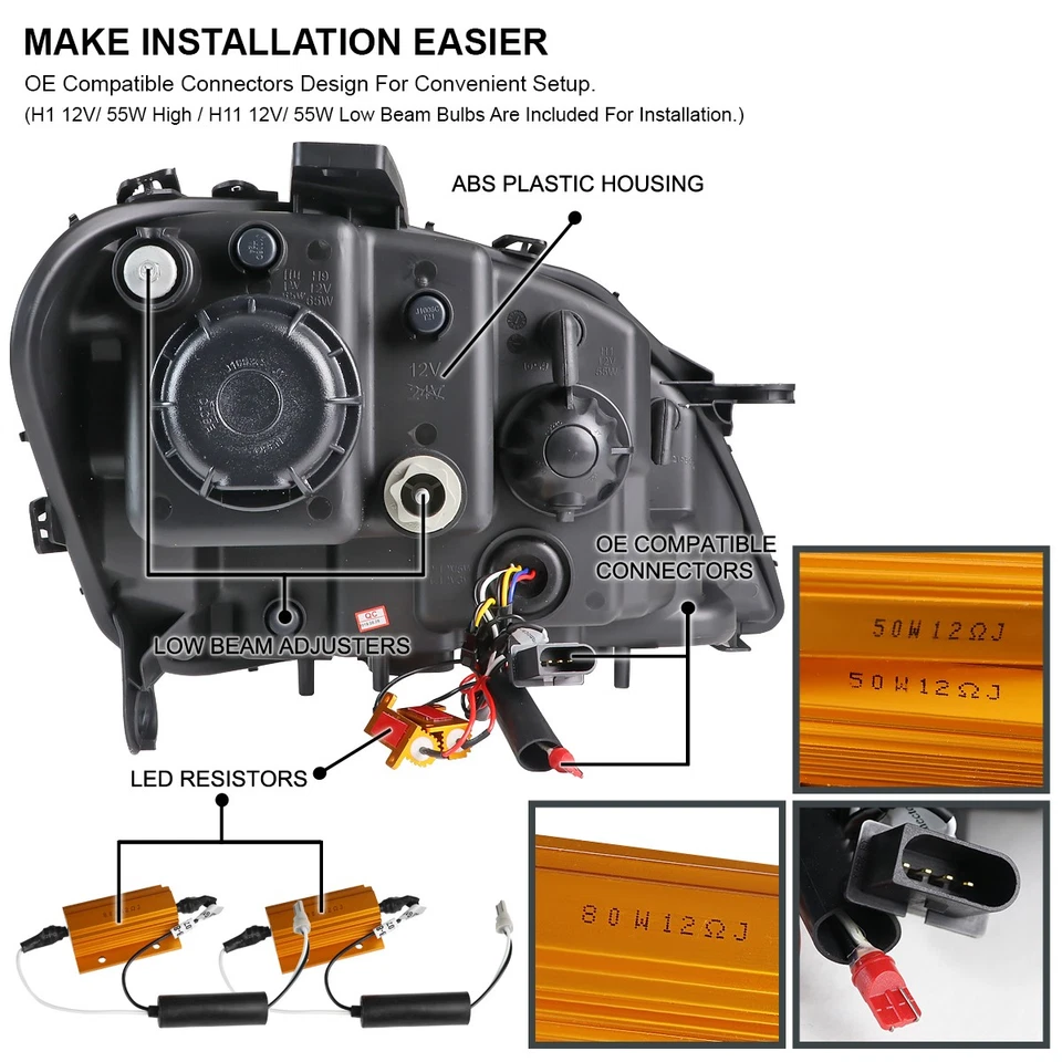 Fits 2006-2008 Benz W164 ML350 ML500 Projector Headlights LED Sequential Signal Foto 4 de 4