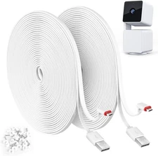 2 Pack 25FT Power Extension Cable Compatible with WYZE Cam Pan V3 Camera, 90 Deg