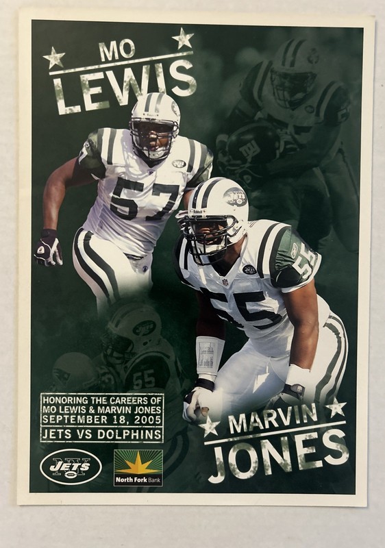 Vintage NY JETS MO LEWIS MARVIN JONES DAY  Poster 7.5”x10” September 18 2005