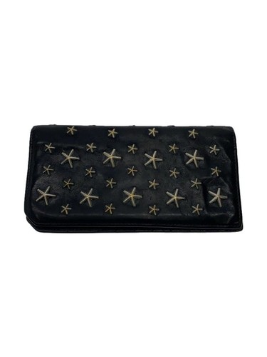 JIMMY CHOO Long Wallet Leather BLK Women's